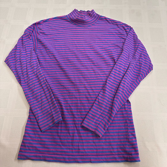 LL bean striped mock neck - Picture 1 of 5